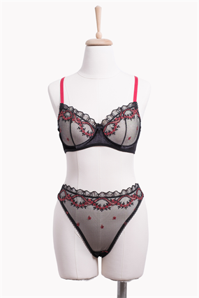 Red Blooms Balenli Bra Tanga Takım