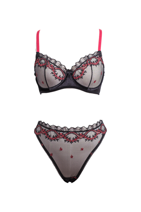 Red Blooms Balenli Bra Tanga Takım
