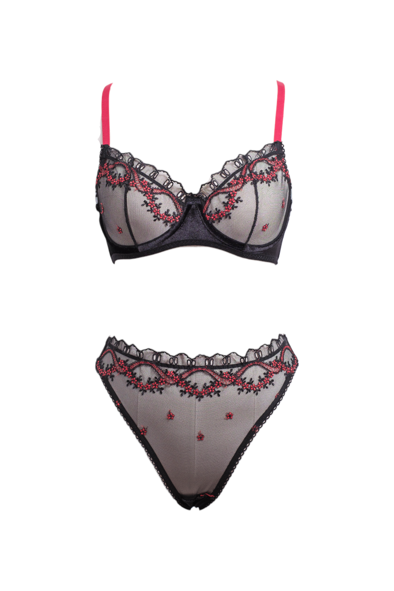 Red Blooms Balenli Bra Tanga Takım