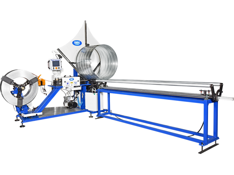 Dfc YKM 0010 - Ø 100x1600 mm  With 1 Piece x 3 Meter Tilting Table With 25 mm Strip Spiral Duct - Tube Forming Machine Banded Model
