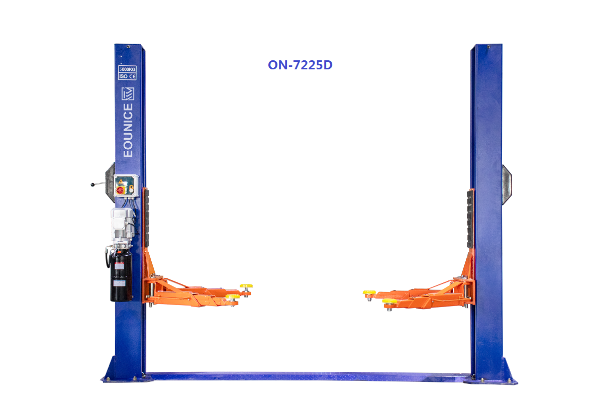 Eounice ON-7225D 5 Ton Baseplate Two Post Lift One Side Manual Release and Dual Chain Drive Cylinders