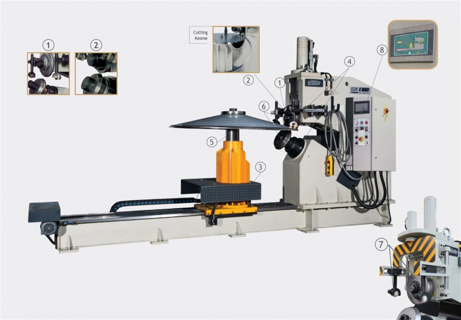 SDK 8 Circular Sheet Cutting & Flanging Machine