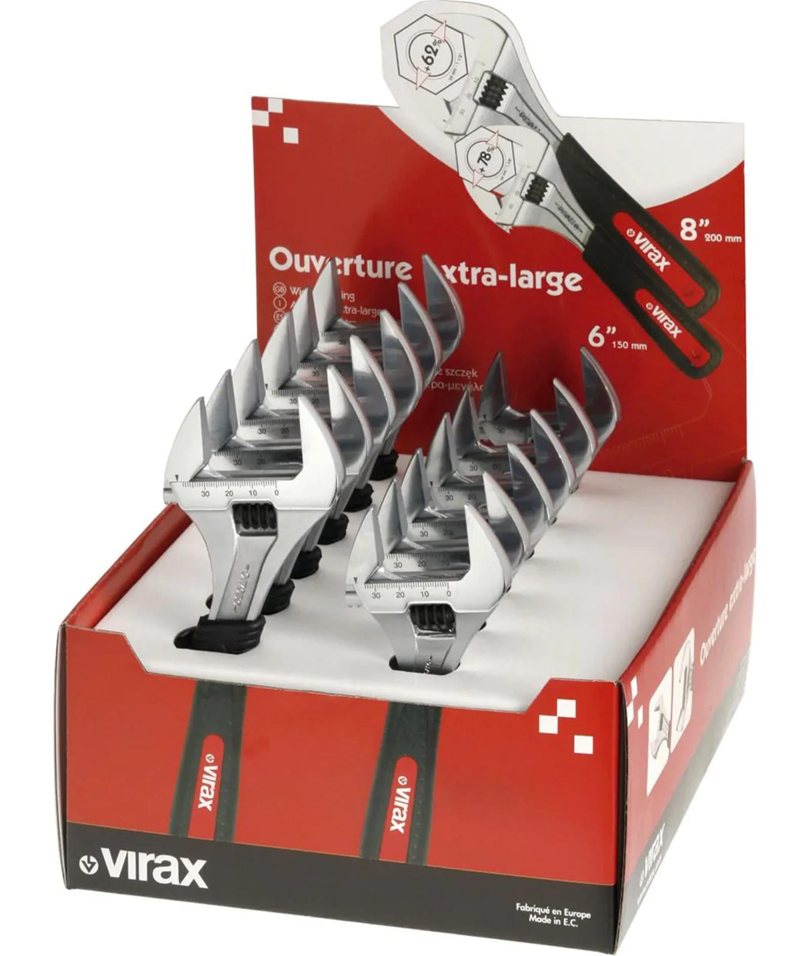 Virax 0170 Tightening Display Box of Extra-Wide Opening Adjustable Wrenches