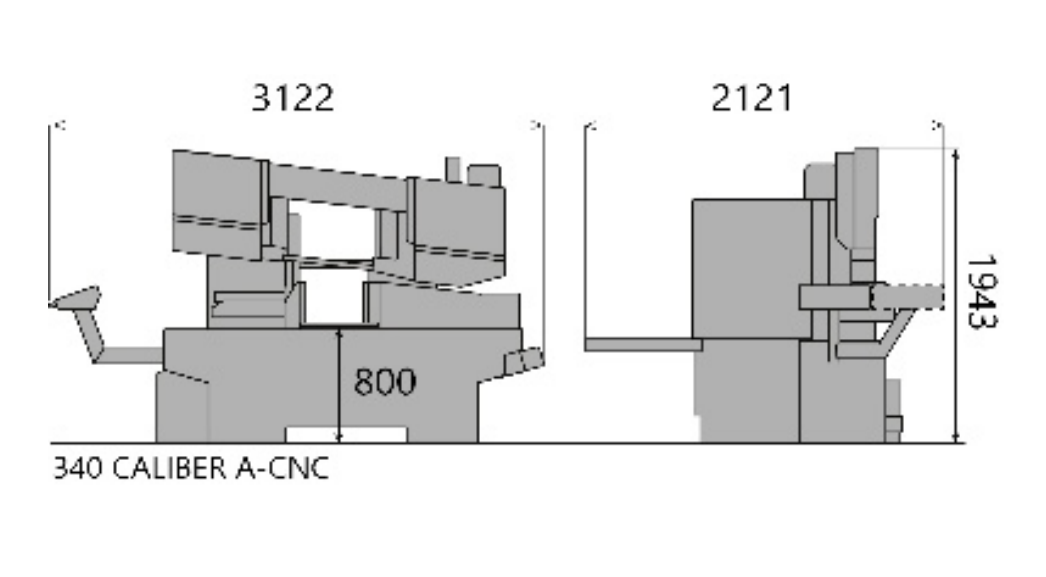 Pegas-Gonda 340 CALIBER A-CNC Band Saw Dimensions