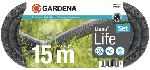 Gardena Textile Hose Liano™ Life 13 mm 1-2 inch 15 m Set 18445-20