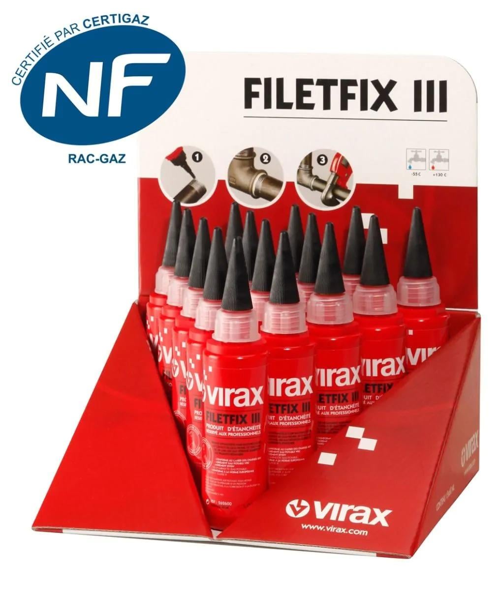 Virax 2626 Threading Display of Bottles of Filetfix® III