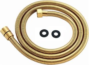 Yüksek Kaliteli Ultra Lüks Paslanmaz Çelik Çift Kenetli Spiral Hortum 150cm (360 derece Sarı Rakor Sarı Insert EPDM iç boru) 