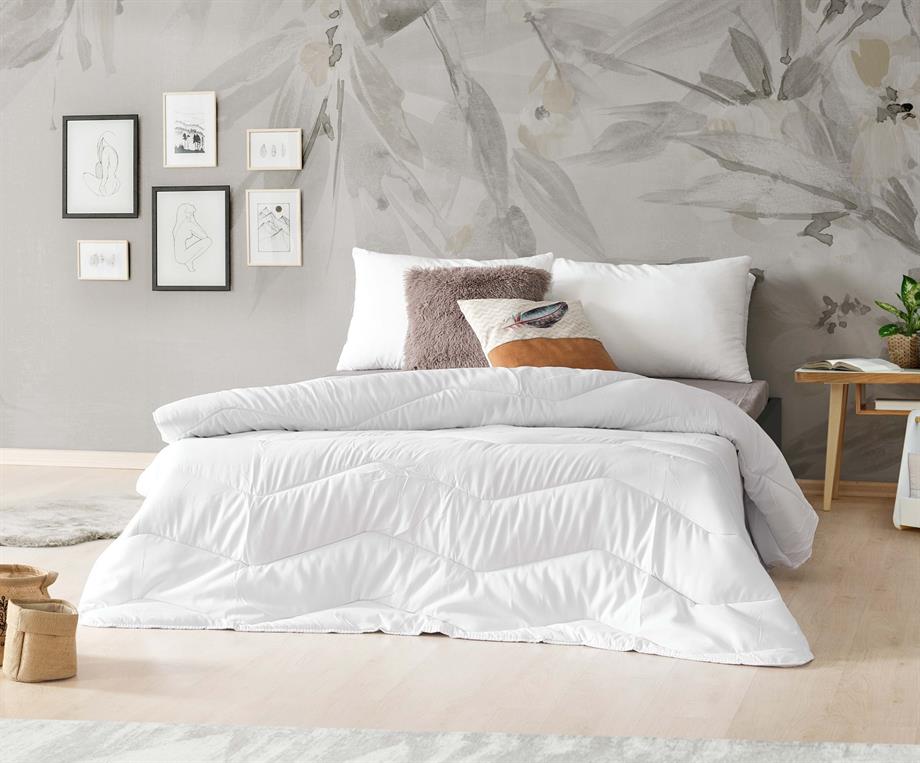 Miabella Home Tek Kişilik Mikrofiber Saten Beyaz Yorgan + Yastık Set