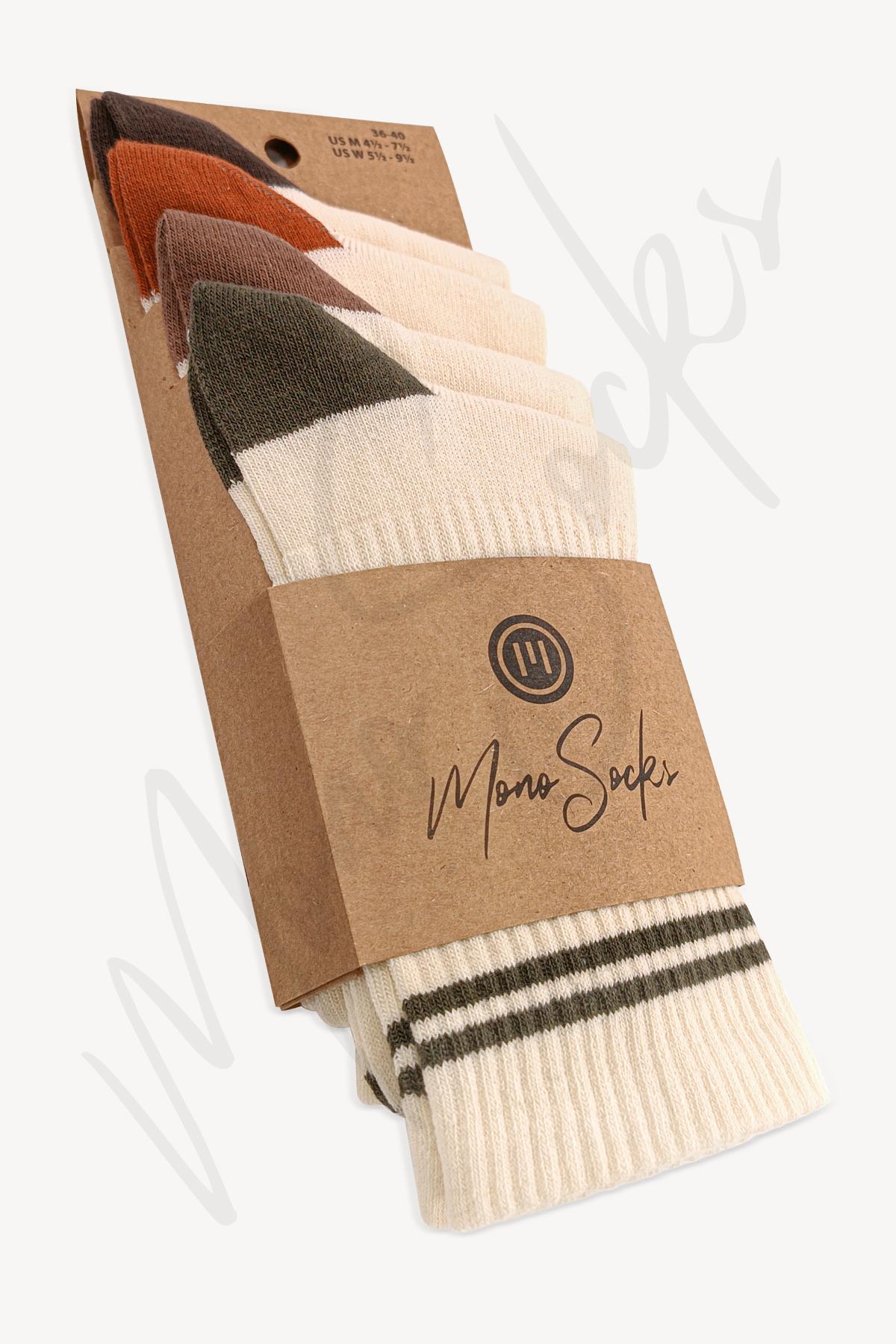 Mono Socks - 4lü Tenis İnce Çizgili Çorap