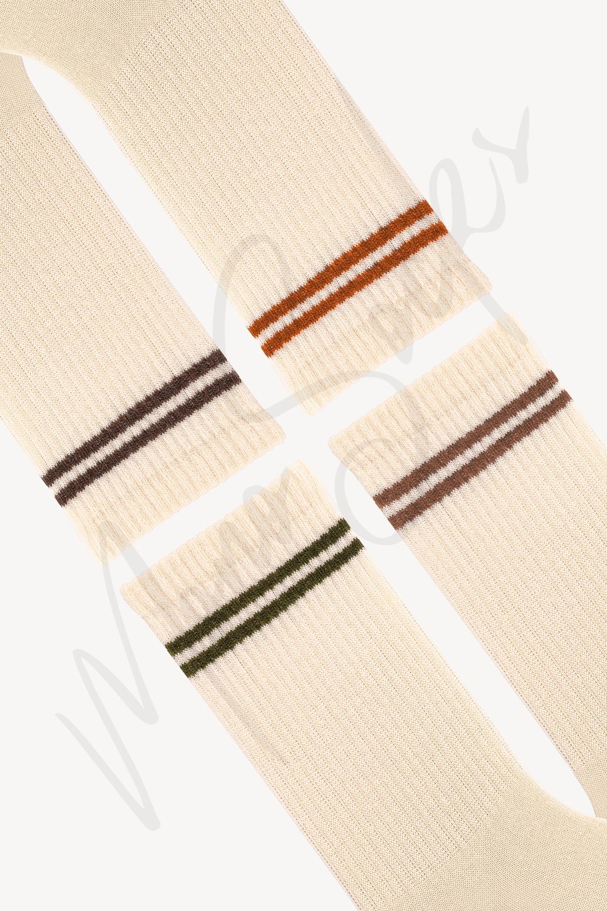 Mono Socks - 4lü Tenis İnce Çizgili Çorap