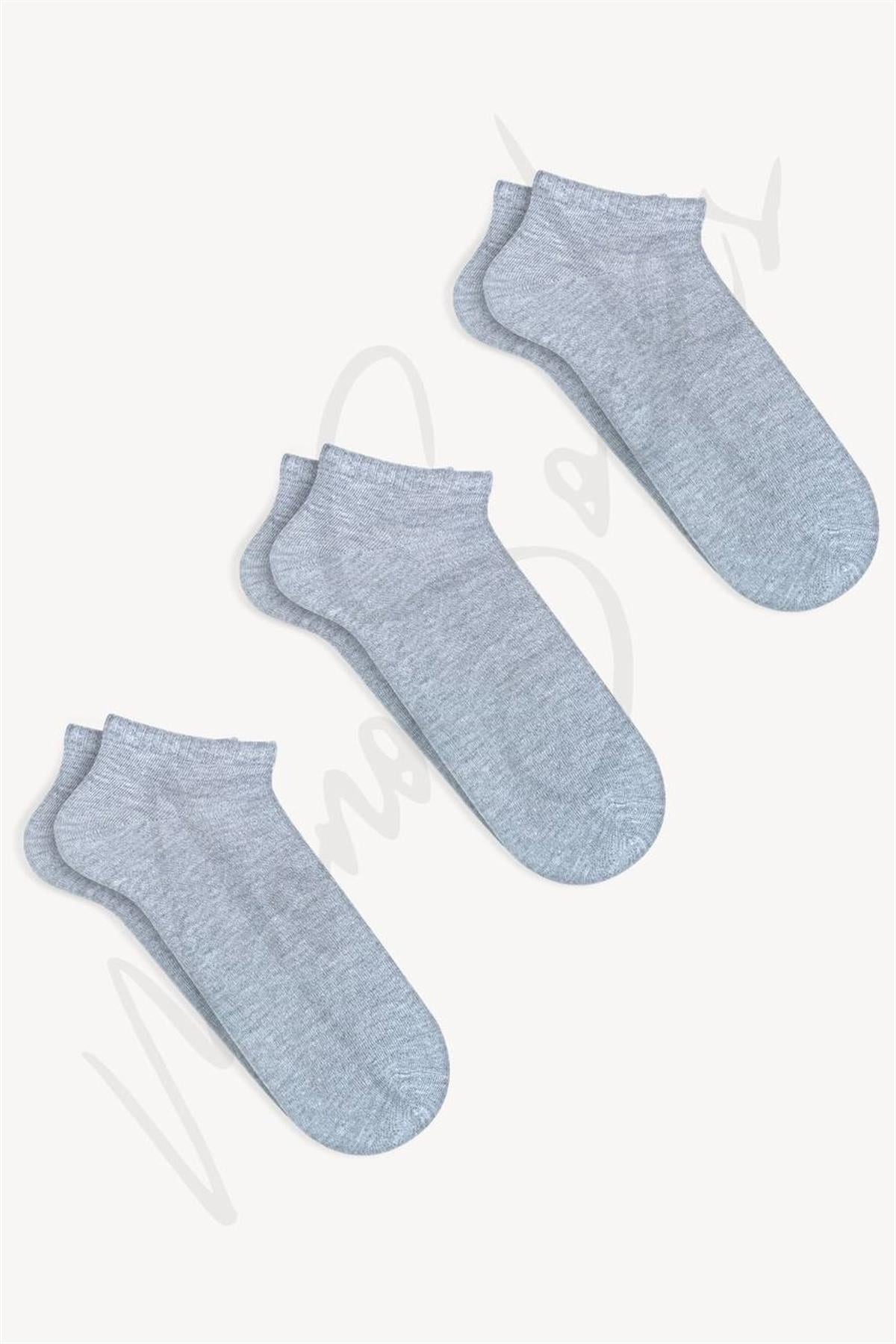 Mono Socks - 3lü Basic Düz Patik Çorap