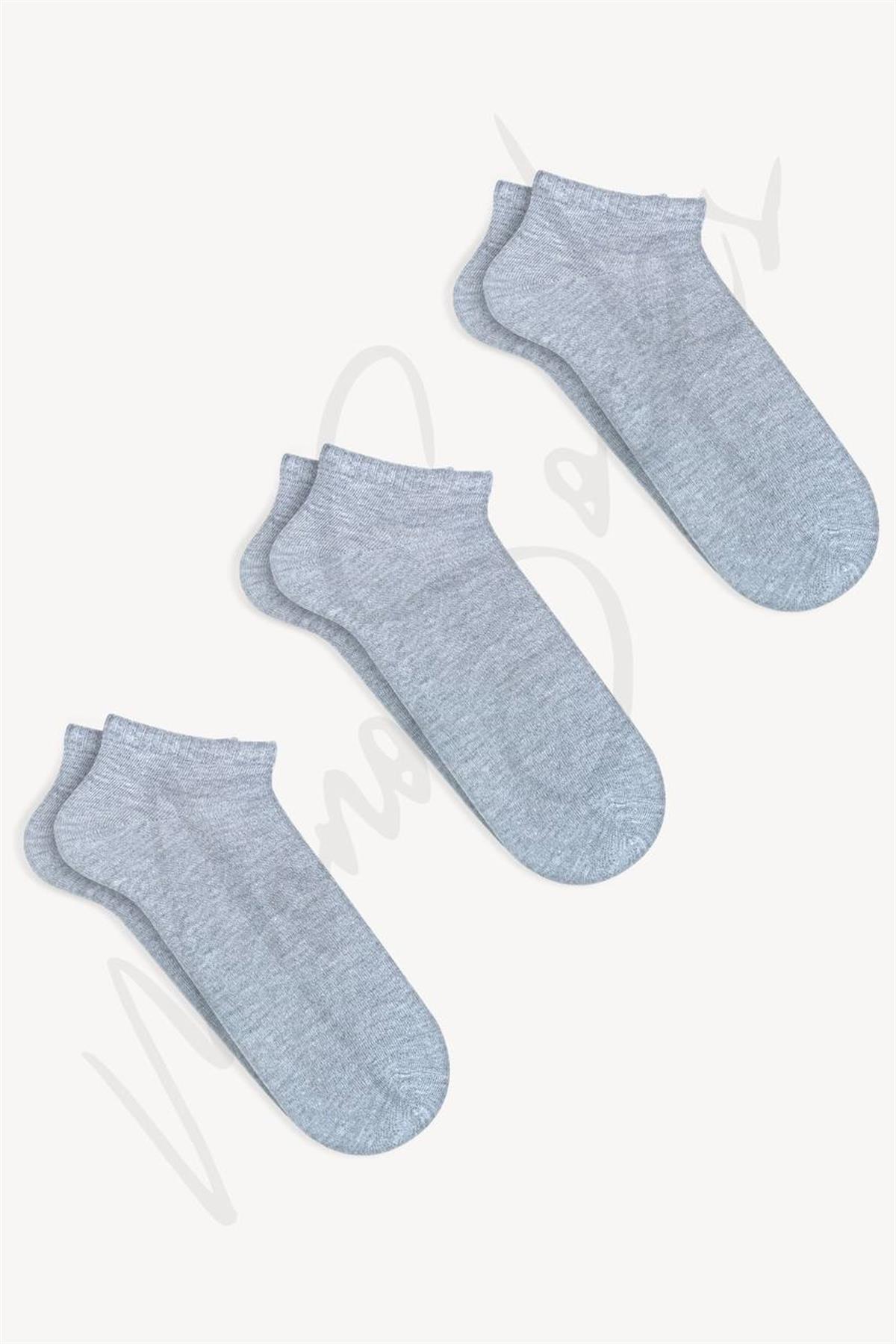 Mono Socks - 3lü Basic Düz Patik Çorap
