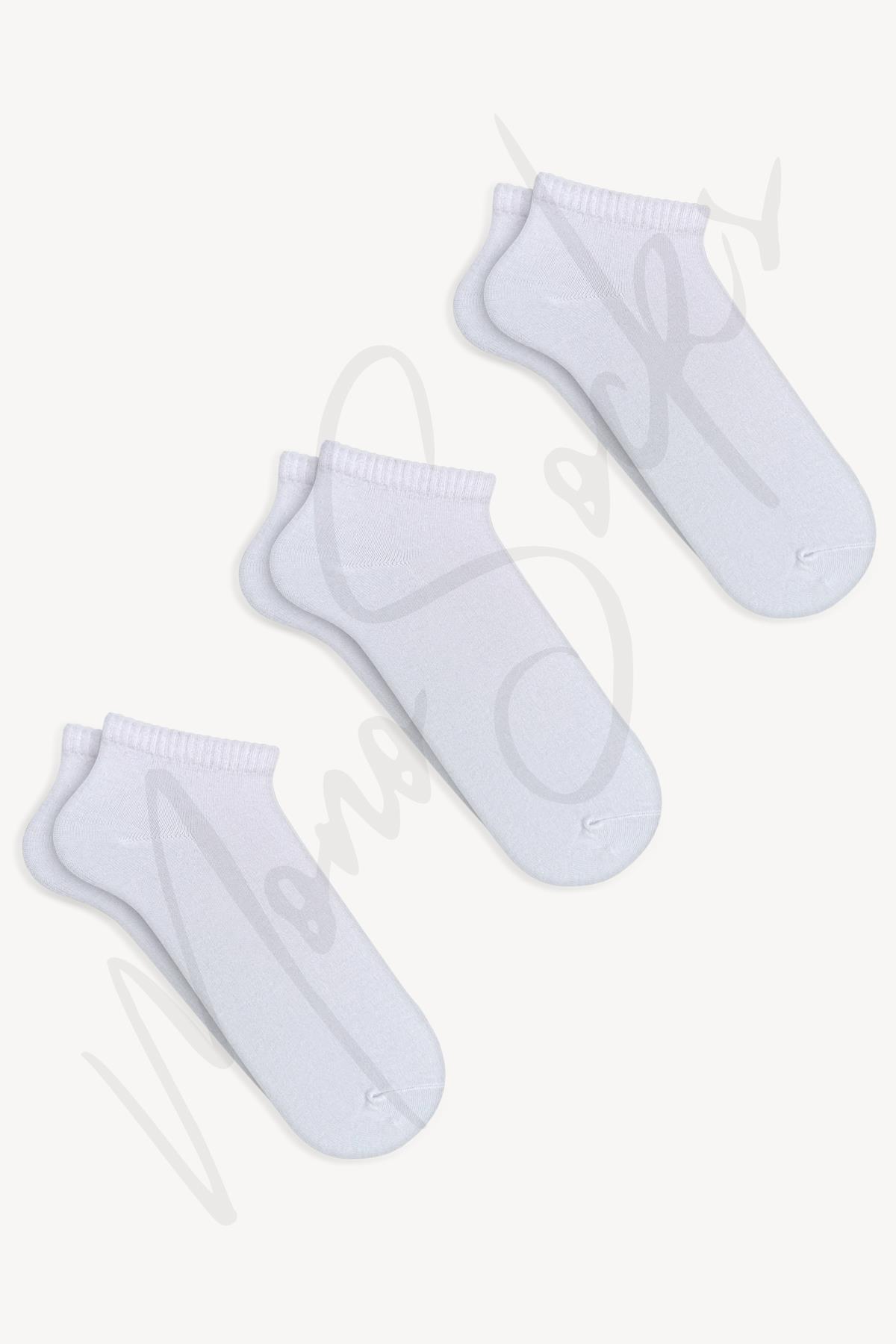 Mono Socks - 3lü Basic Düz Patik Çorap