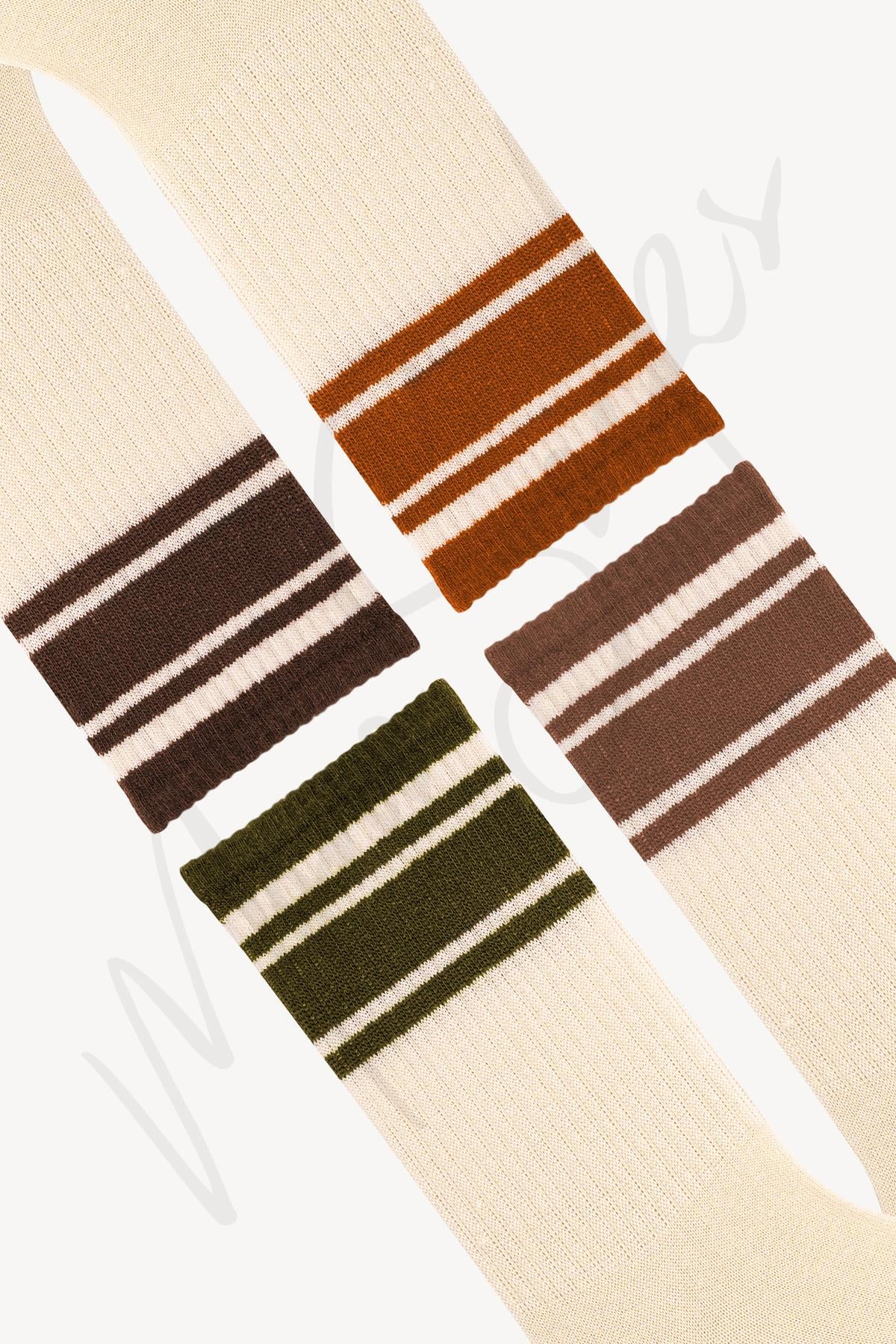 Mono Socks - 4lü Kalın Çizgili Tenis Çorap