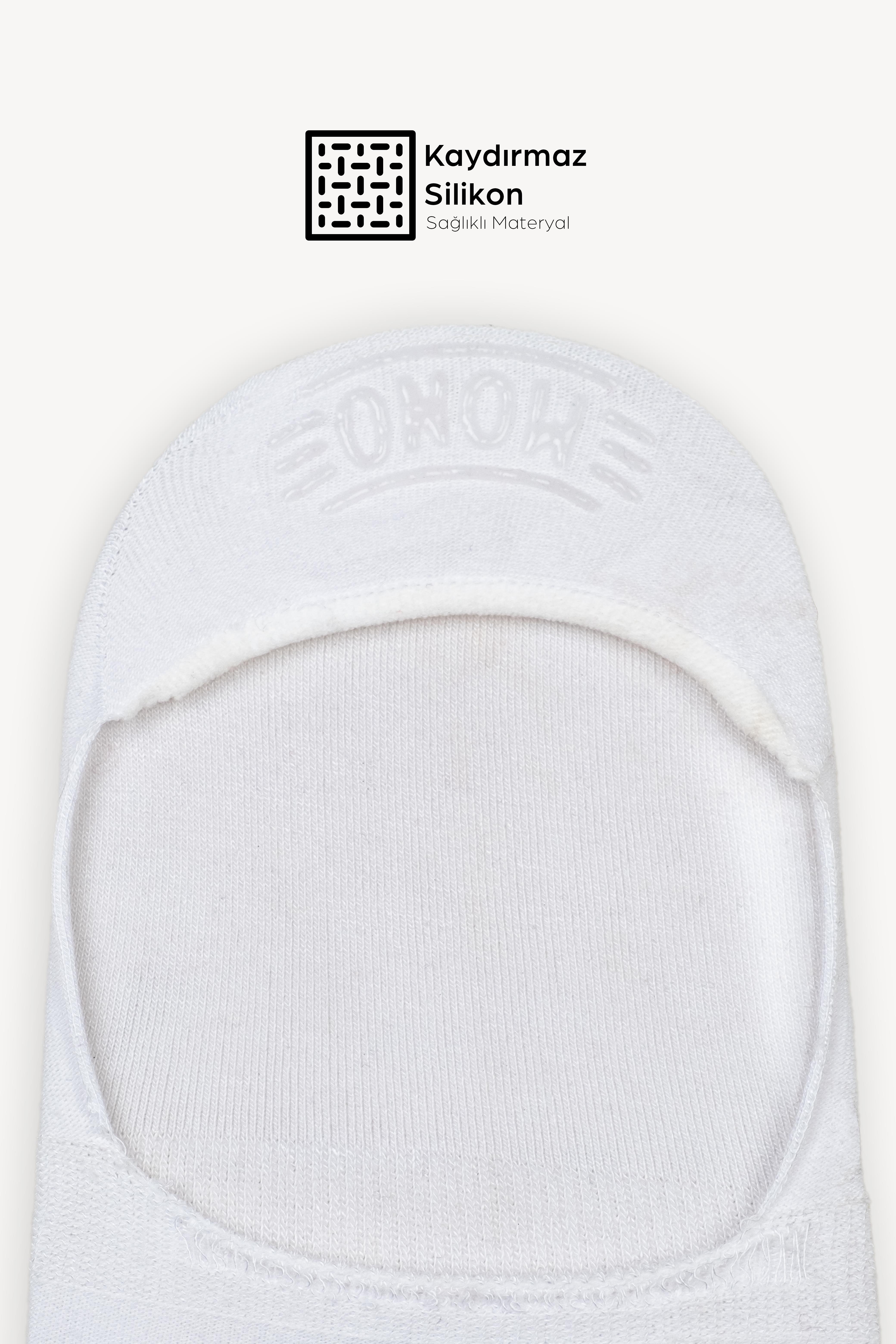 Mono Socks - 6lı Bambu Kaydırmaz Silikonlu Babet Çorap Beyaz