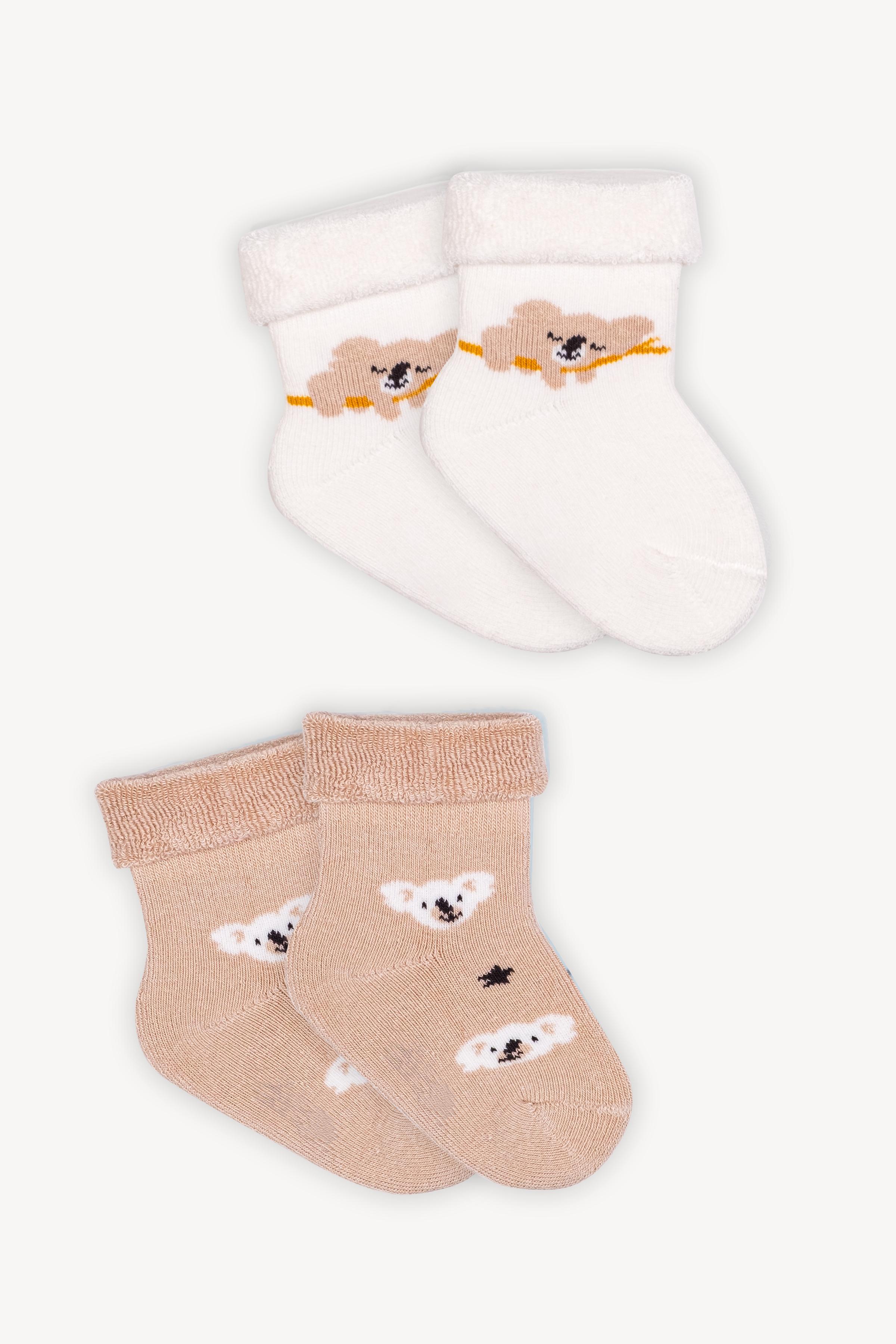 Mono Socks - 2li Kıvrık Havlu Kahverengi Koala Desenli Çorap