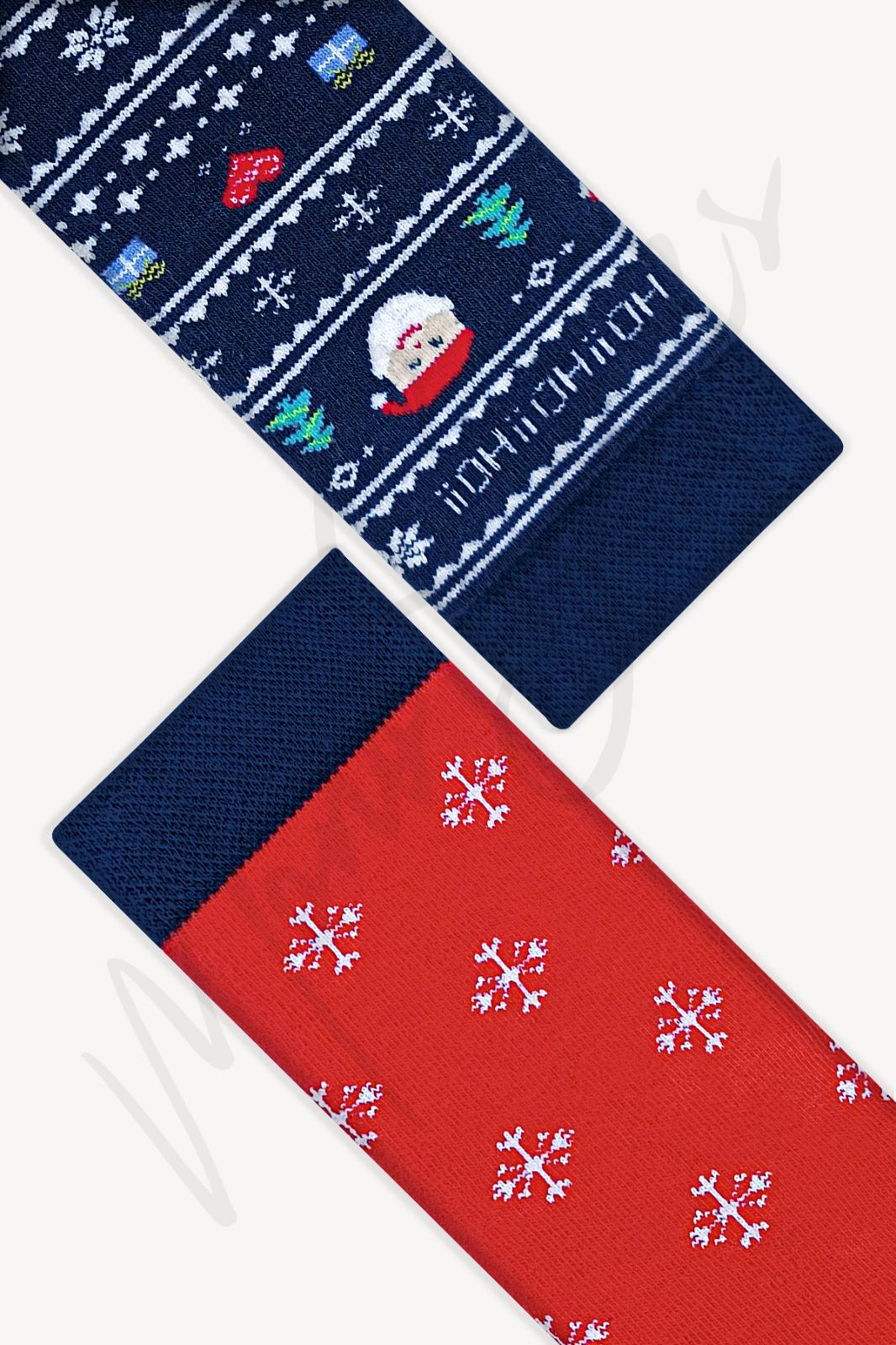 Mono Socks - 2li Kutulu Kalın Kışlık Kurabiye Hohoho Desenli Çorap