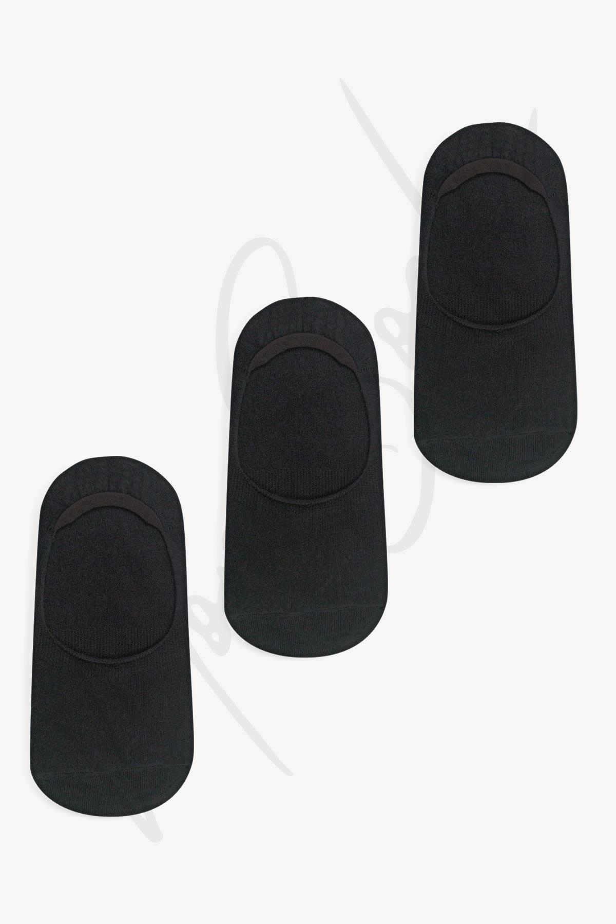 Mono Socks - 3lü Silikonlu Pamuklu Babet Çorap