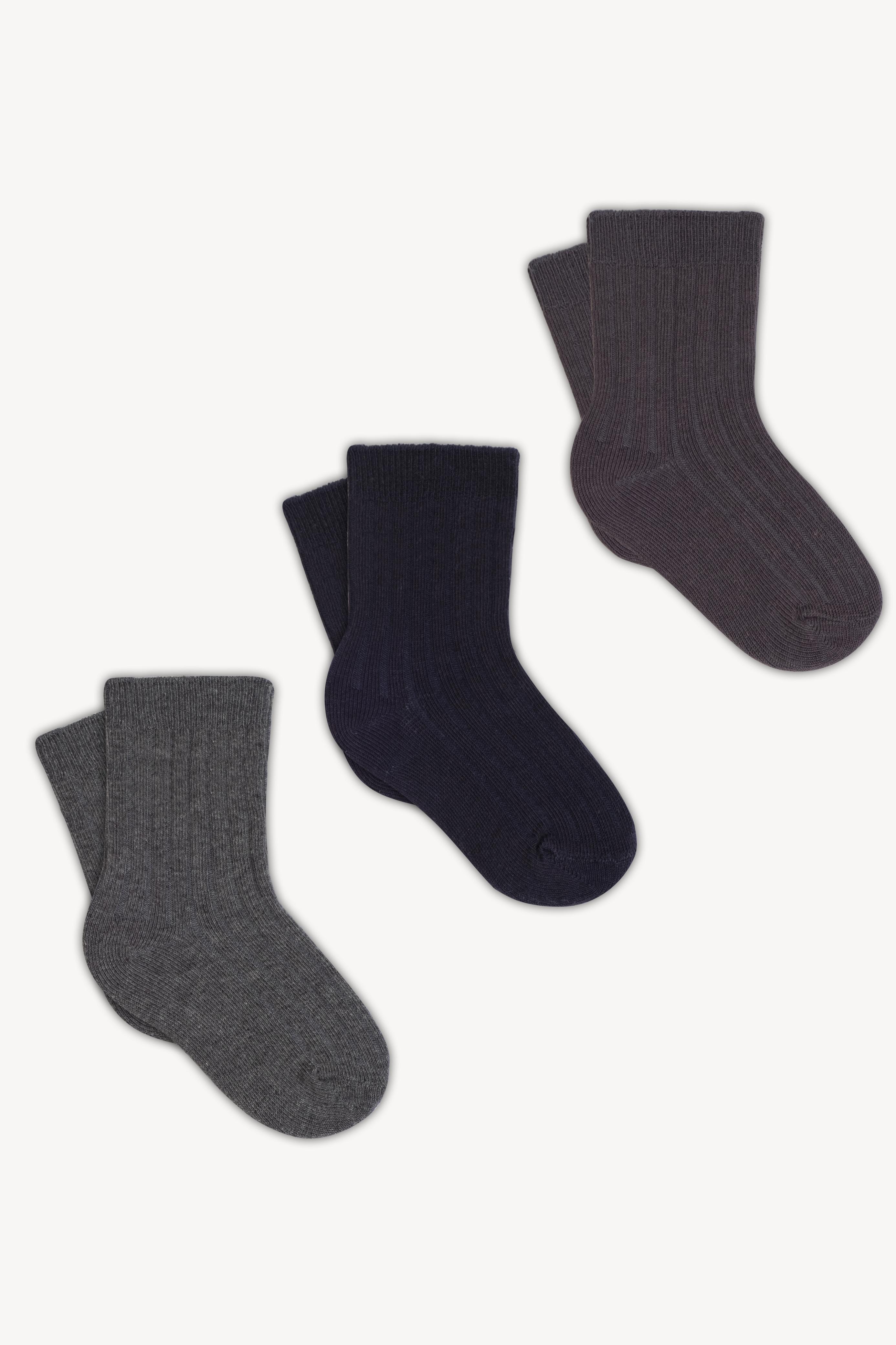 Mono Socks - 3'lü Çocuk Kabartmalı Pamuklu Çorap - Desenli Pamuklu Çoraplar - Mono Socks - Özel Tasarım Çoraplar