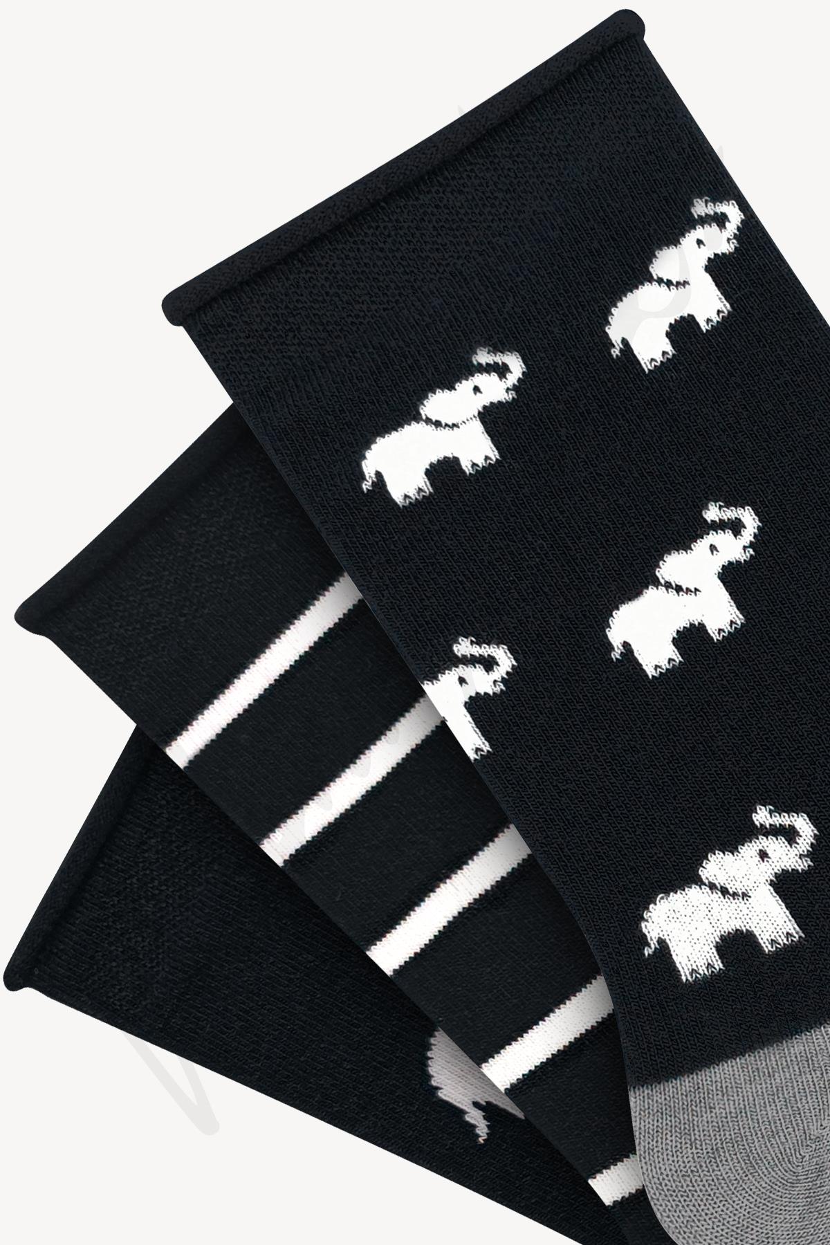 Mono Socks - 3lü Fil Desenli Lastiksiz Bambu Çorap