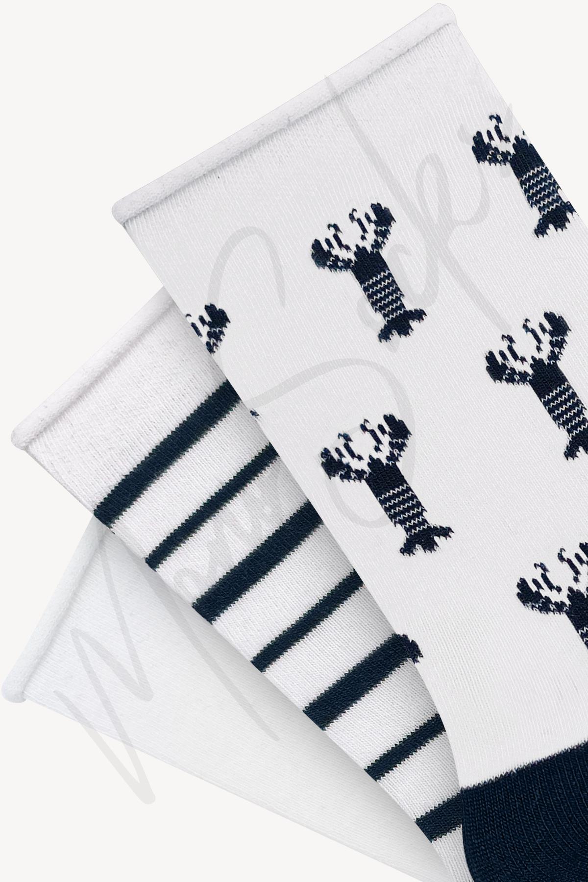 Mono Socks - 3lü İstakoz Desenli Lastiksiz Bambu Çorap