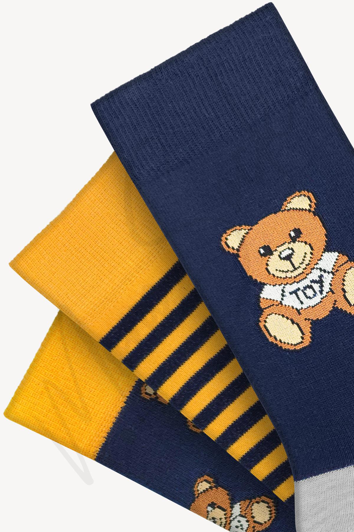 Mono Socks - 3lü Oyuncak Teddy Bear Ayıcık Desenli Çorap