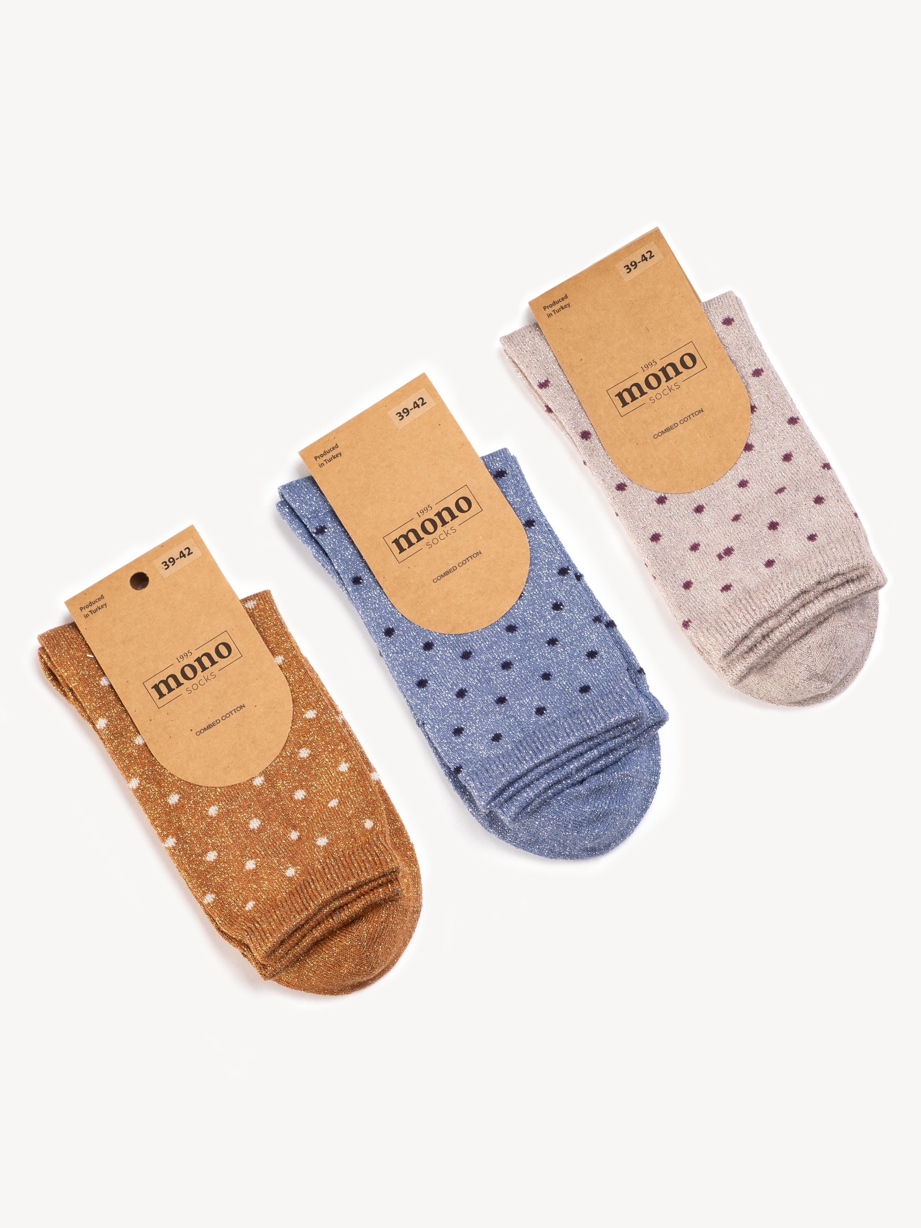 Mono Socks - 3lü Simli Puantiyeli Çorap