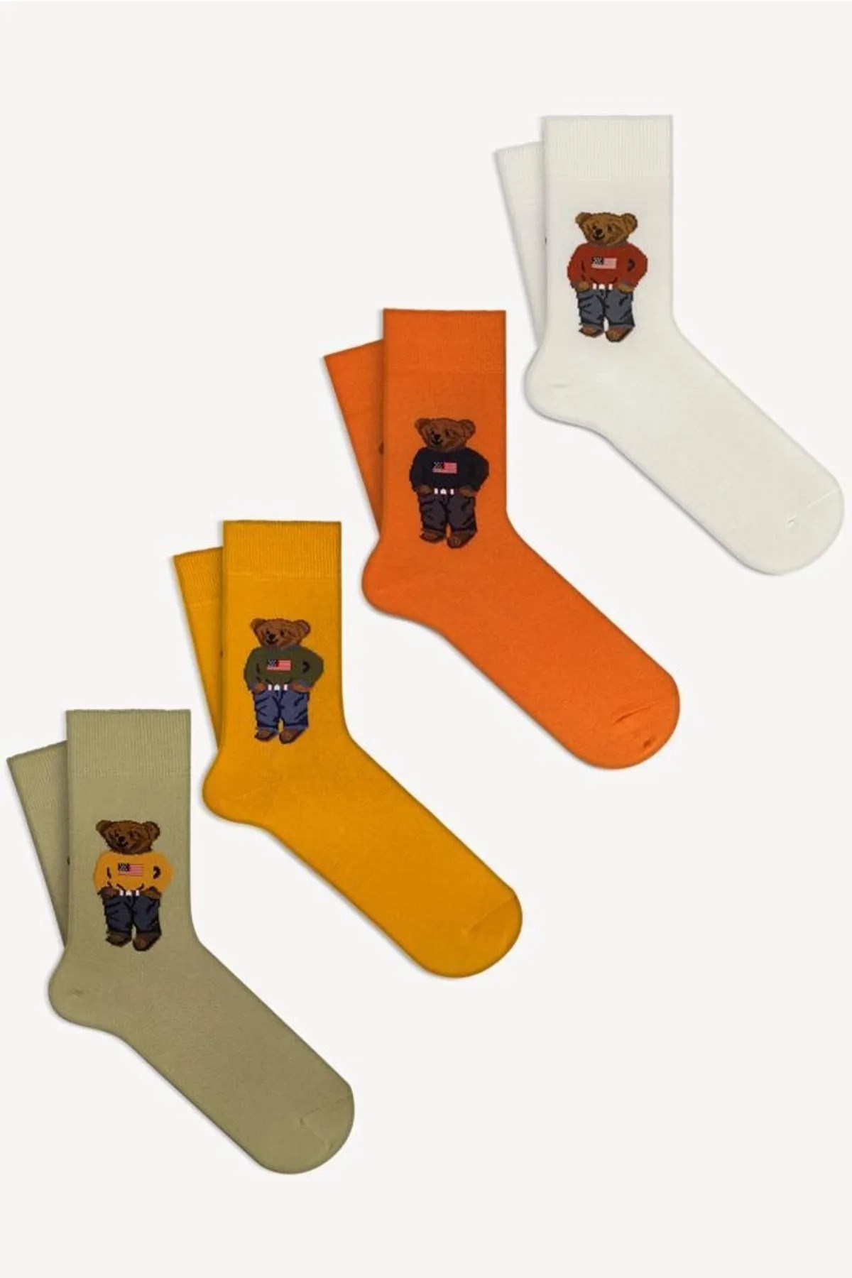 Mono Socks - 4lü Teddy Bear Pamuklu Çorap