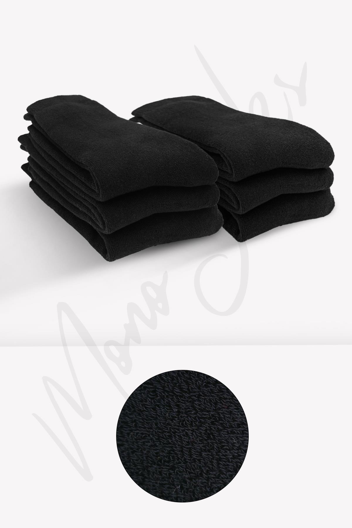 Mono Socks - 6lı Düz Termal Full Havlu Kalın Çorap