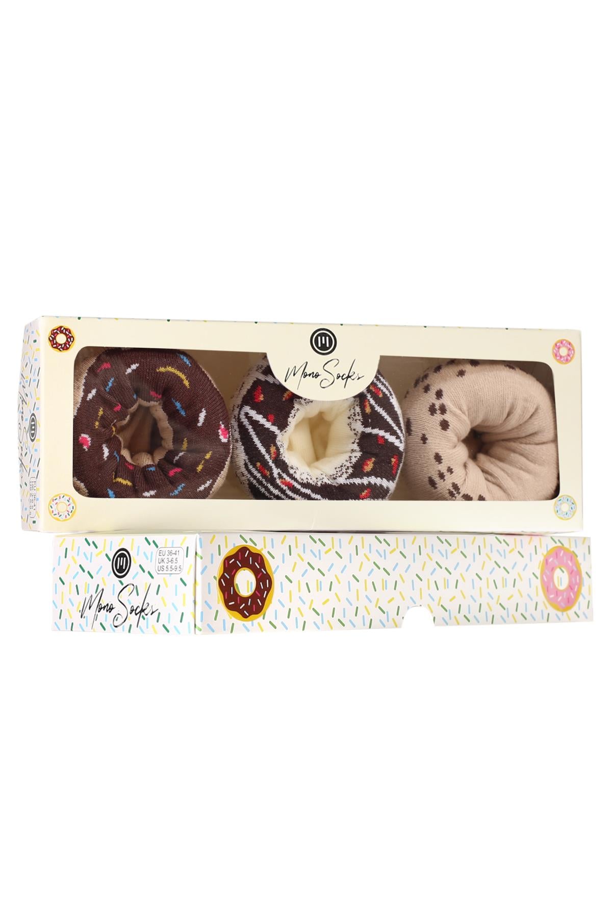 Mono Socks - 3lü Brown Exposed Mix Series Pamuklu Donut Çorap
