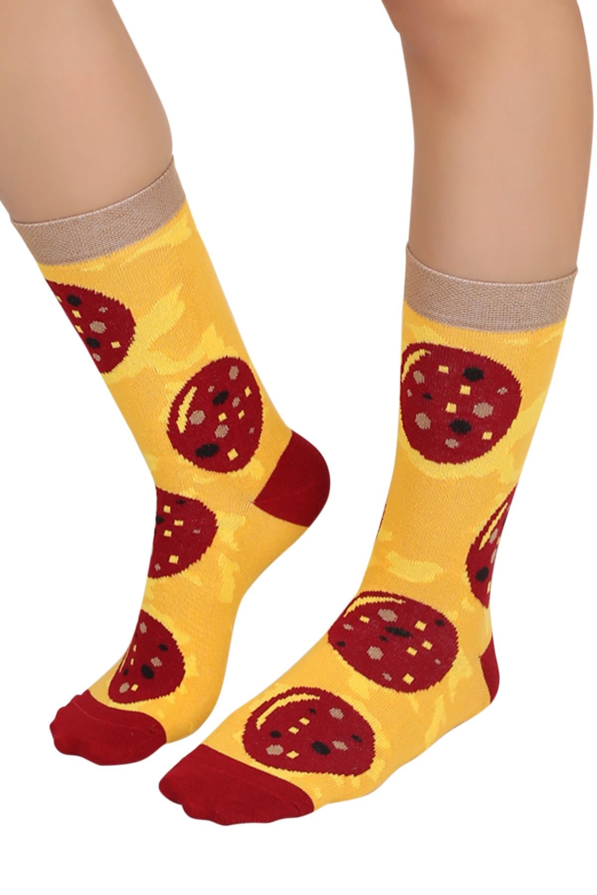 Mono Socks - 4lü Chicago Pizza Pamuklu Çorap