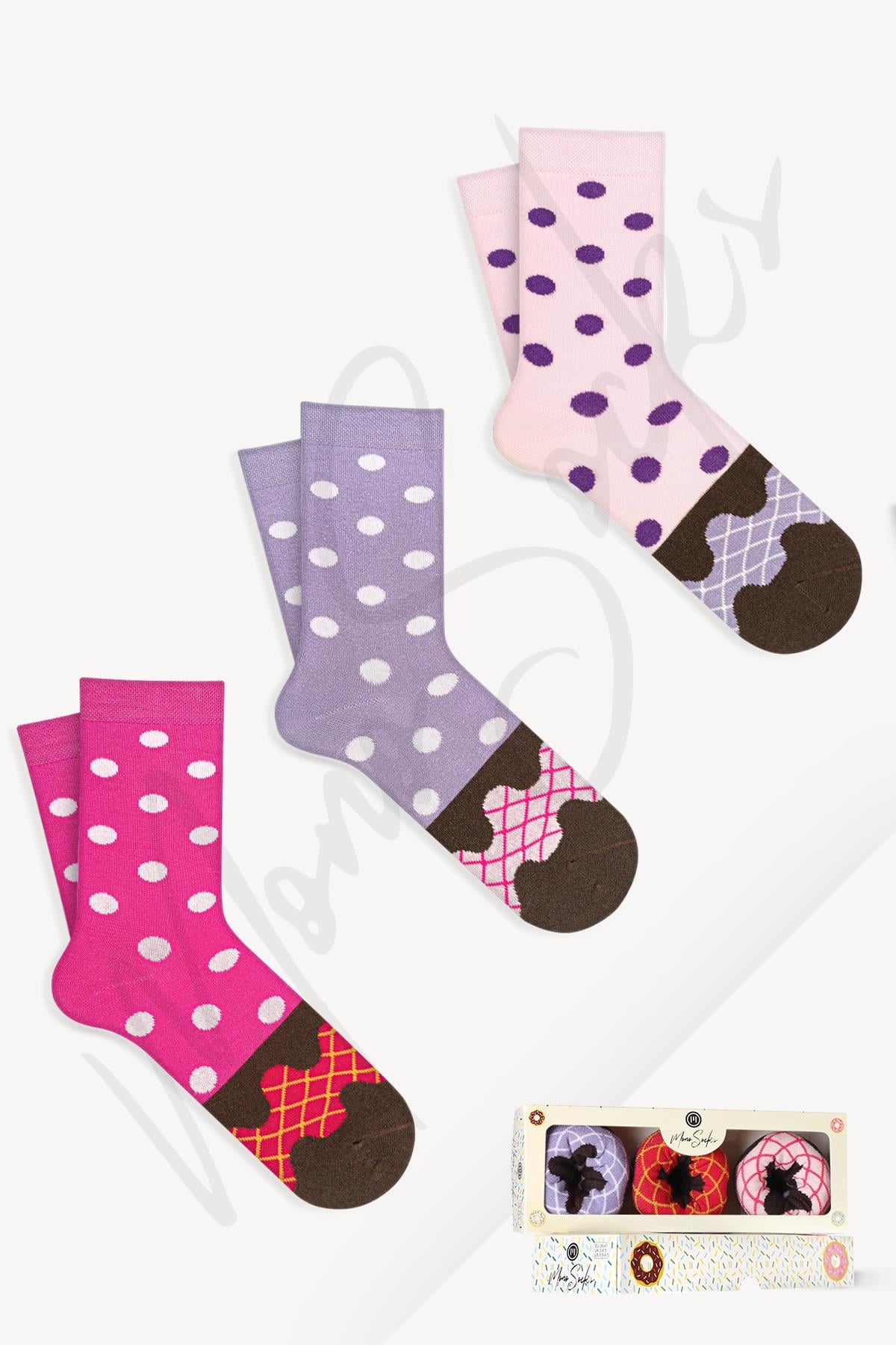 Mono Socks - 3lü Cinnamon Series Pamuklu Donut Çorap