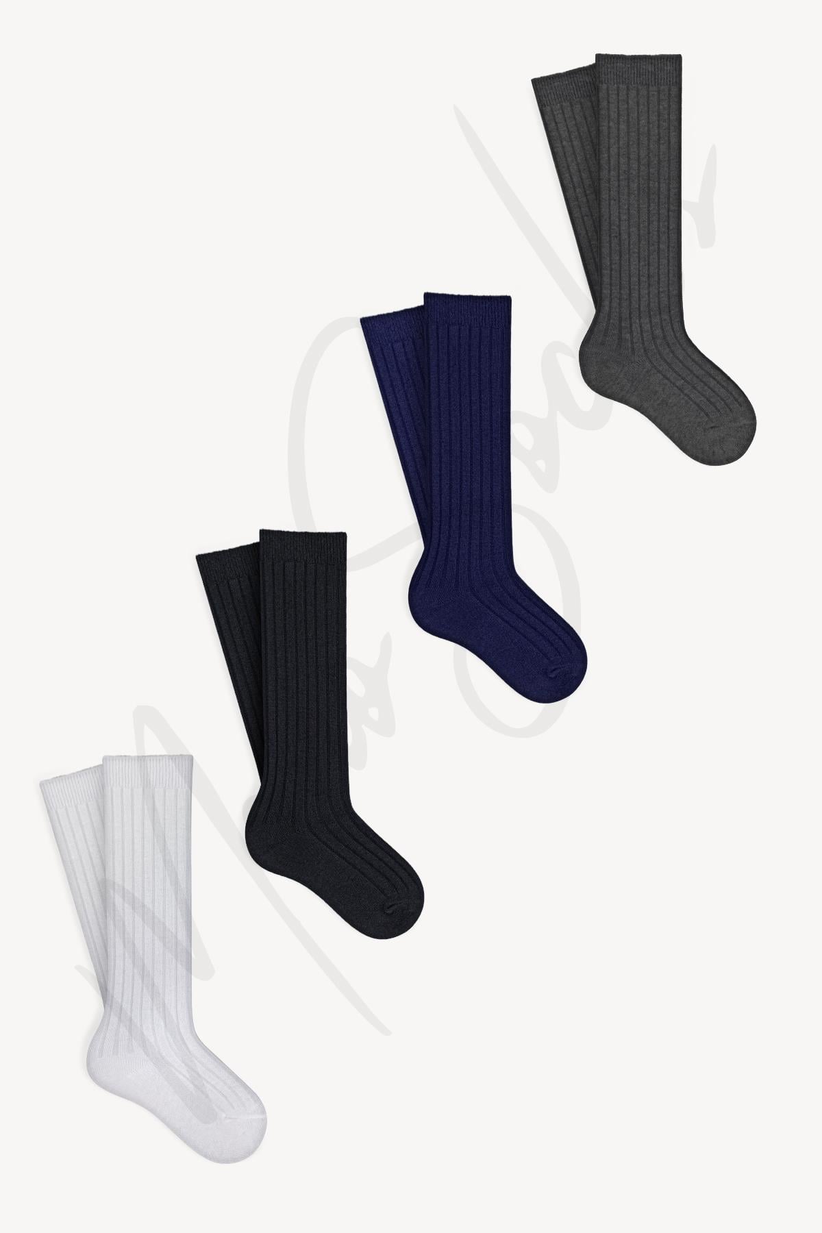 Mono Socks - 4lü Çocuk Kabartmalı Diz Altı Çorap - Basic