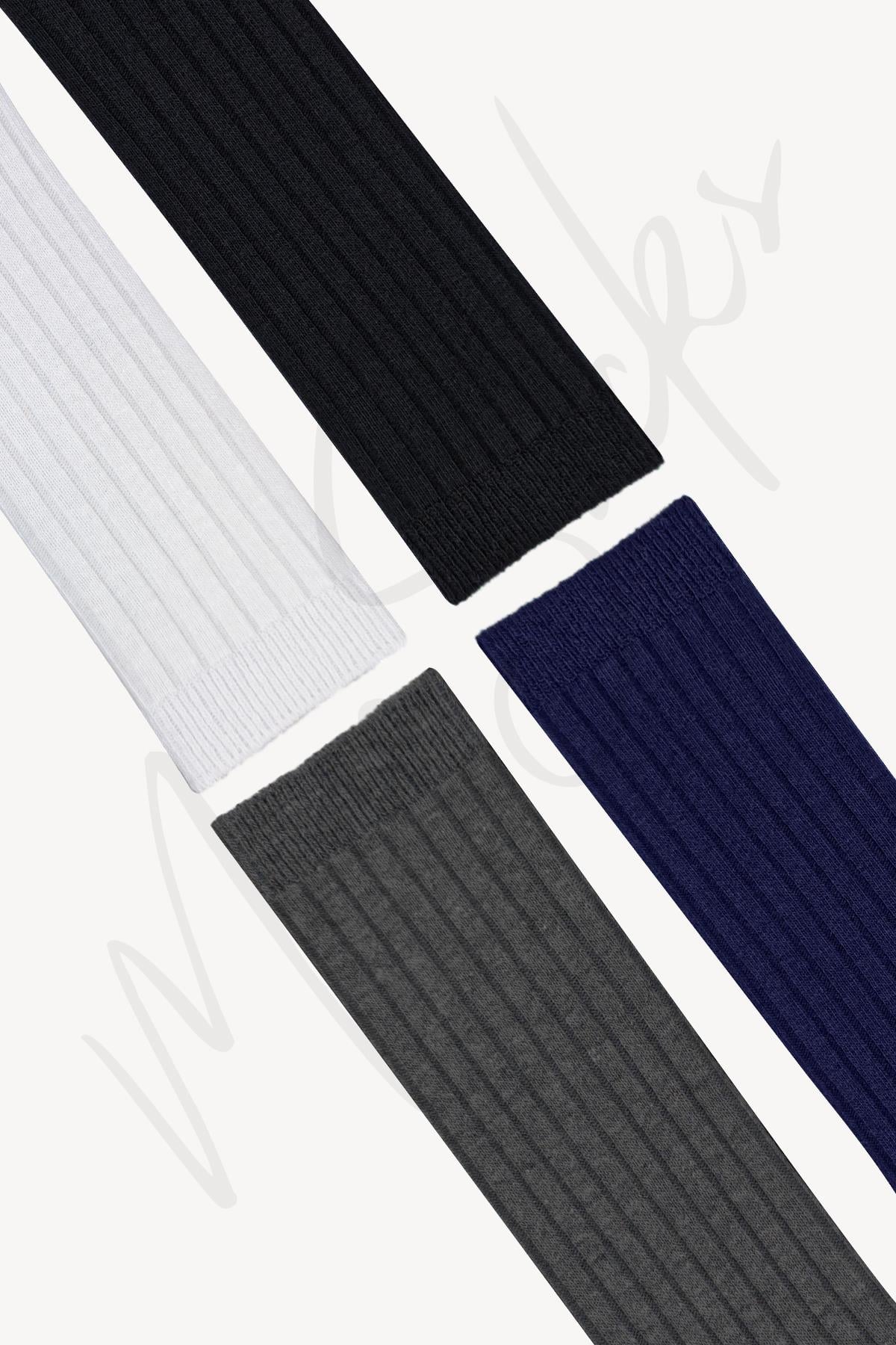 Mono Socks - 4lü Çocuk Kabartmalı Diz Altı Çorap - Basic