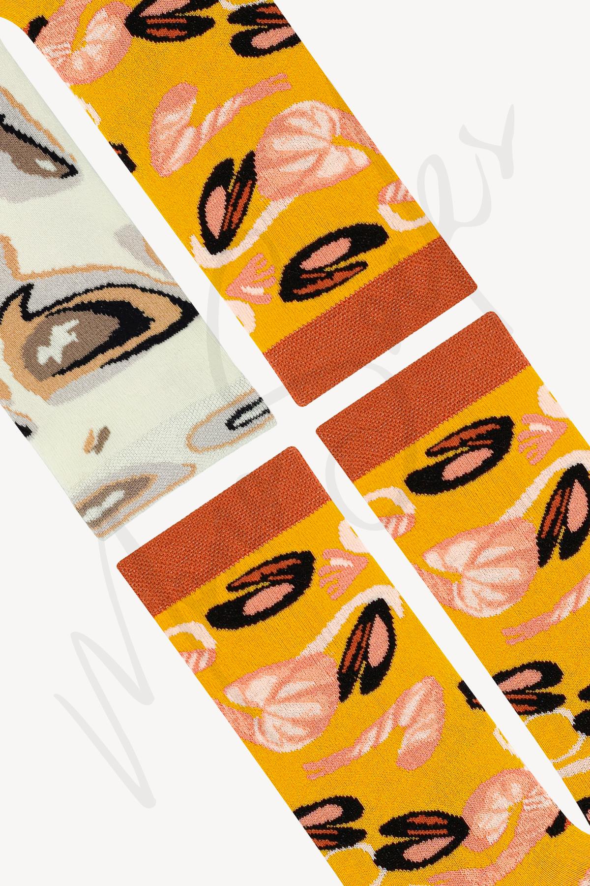 Mono Socks - 4lü Frutti Di Mare Pizza Pamuklu Çorap