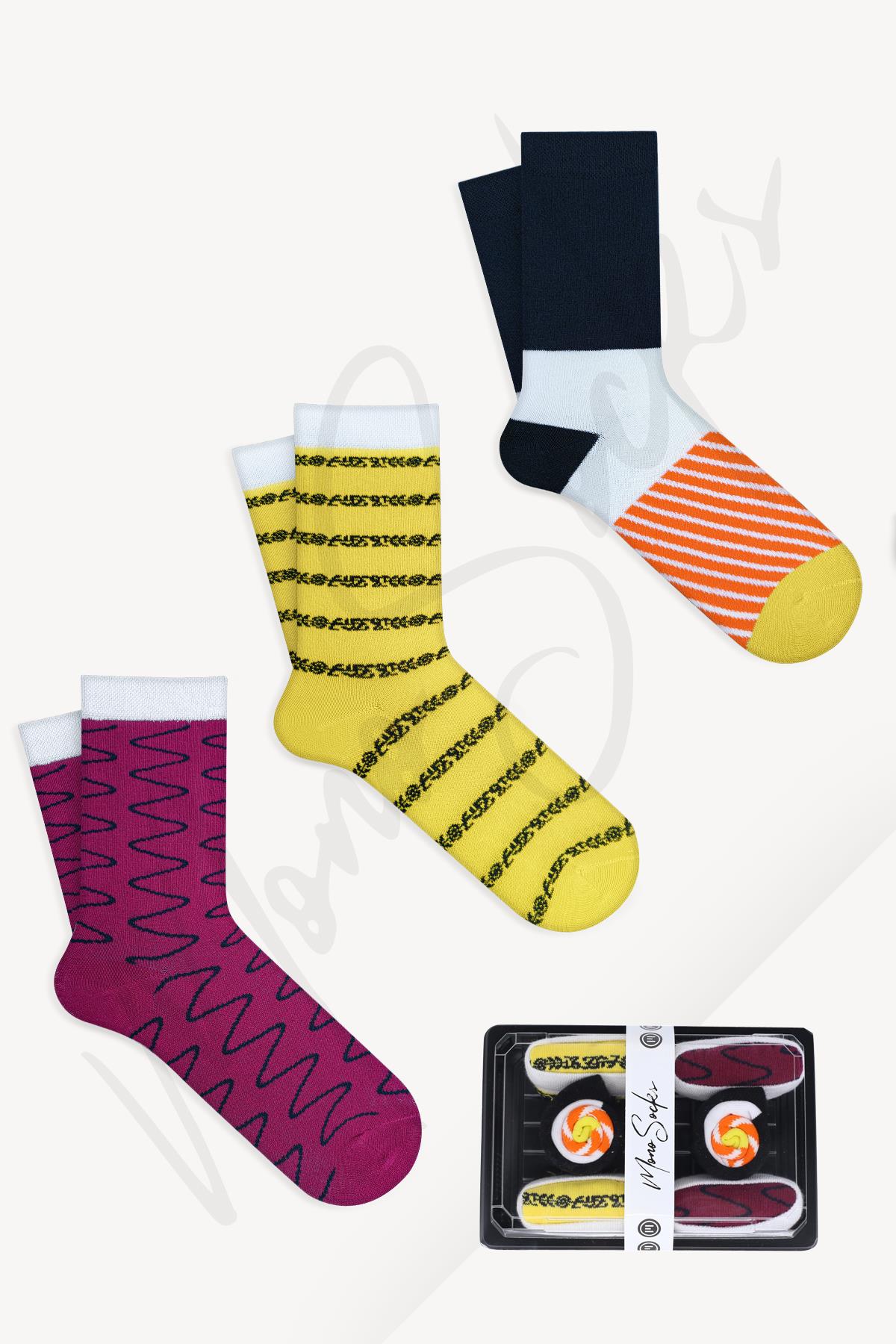 Mono Socks - 3lü Lachs Maki Set A Sushi Çorap