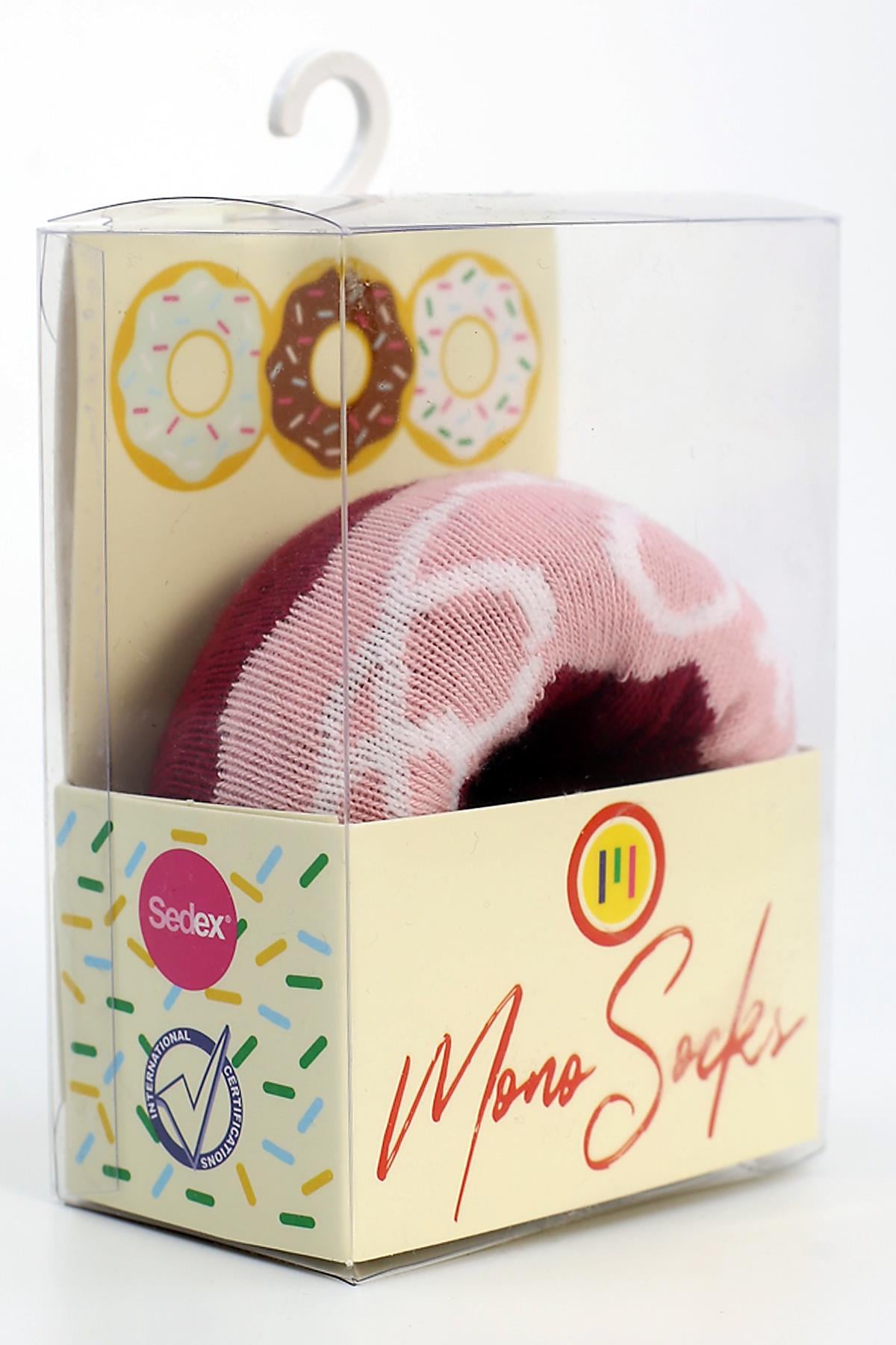 Mono Socks - Tekli Nuty Pink Chocolate Pamuklu Donut Çorap
