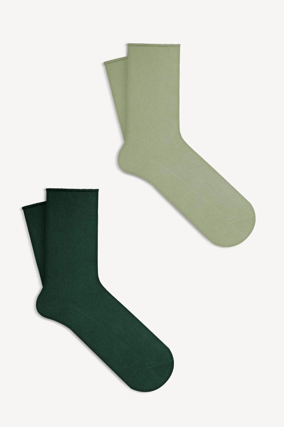 Mono Socks - 2li Lastiksiz Pamuklu Soket Çorap