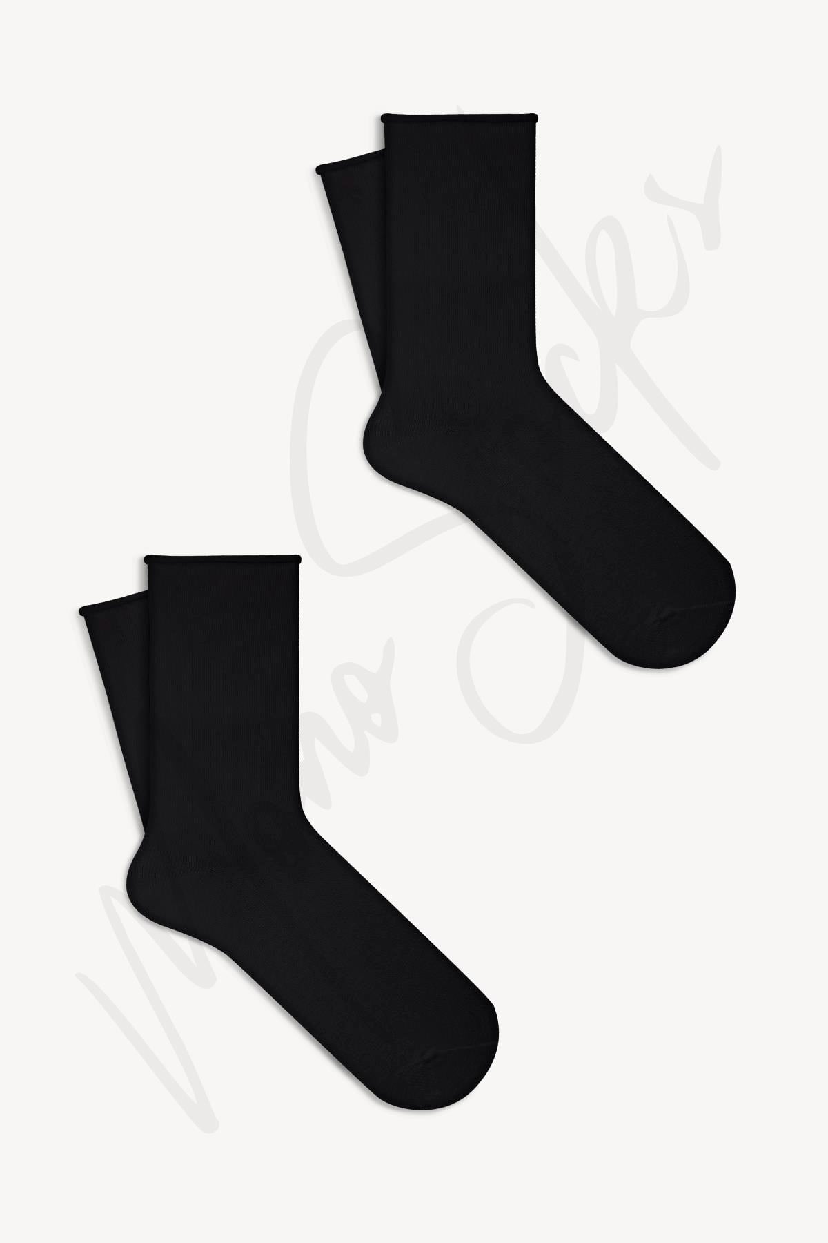 Mono Socks - 2li Lastiksiz Pamuklu Soket Çorap
