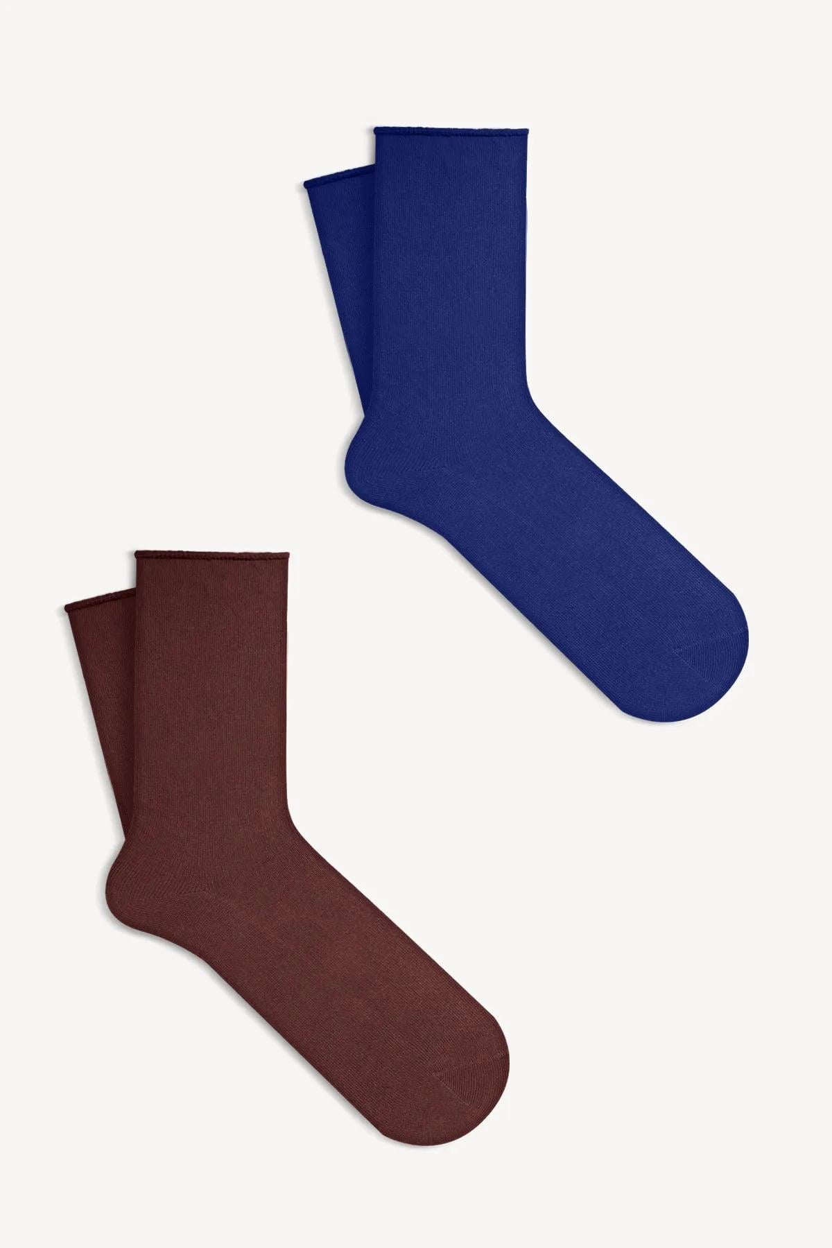 Mono Socks - 2li Lastiksiz Pamuklu Soket Çorap