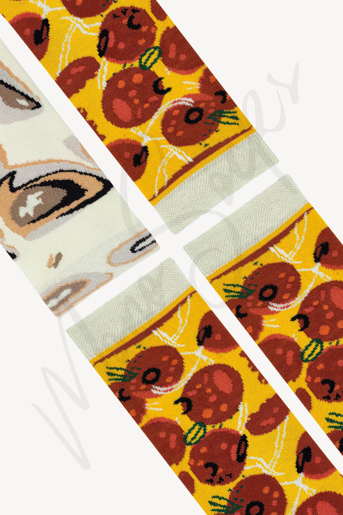 Mono Socks - 4lü Pepperoni Pizza Pamuklu Çorap