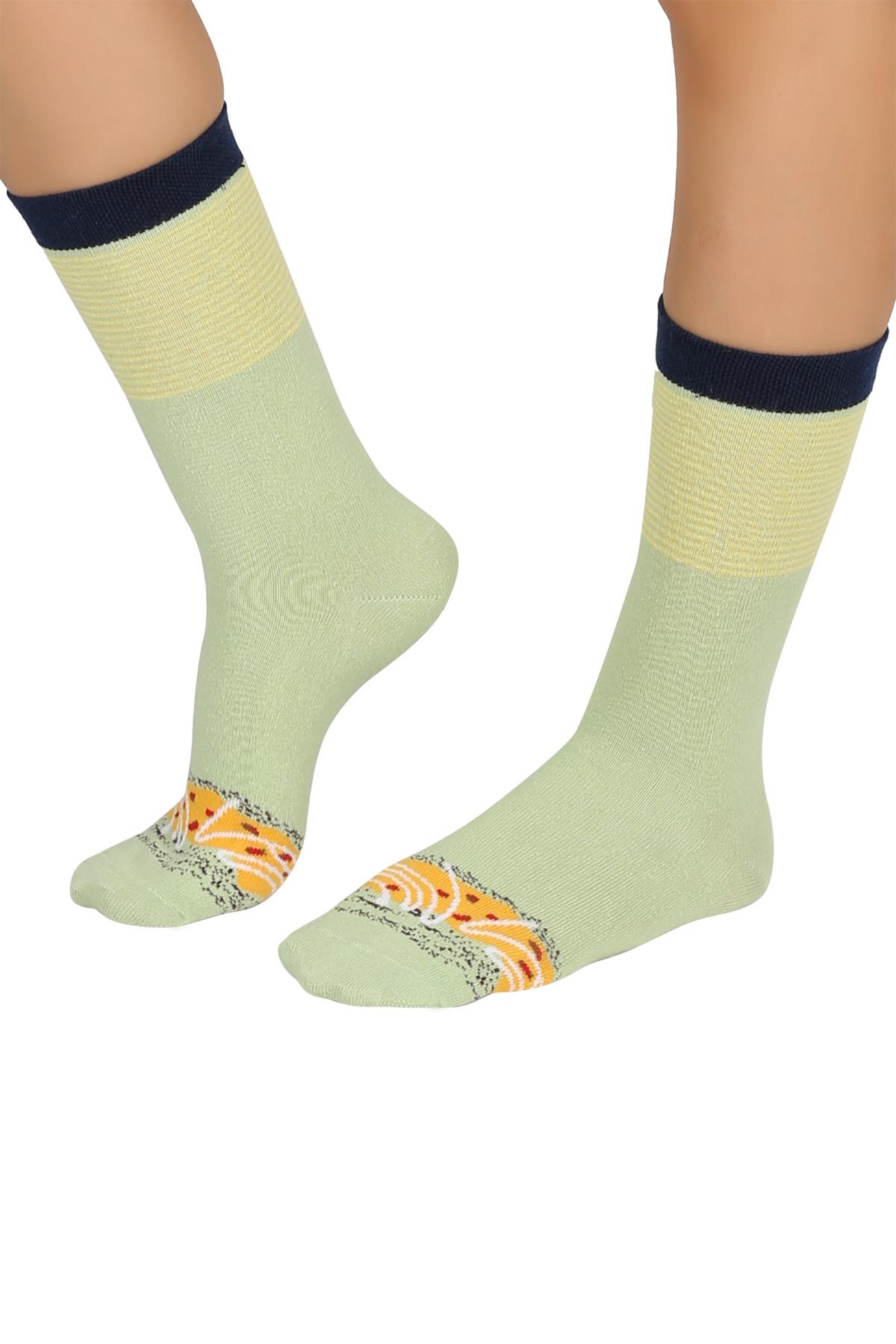 Mono Socks - Tekli Yellow Caramel Pamuklu Donut Çorap