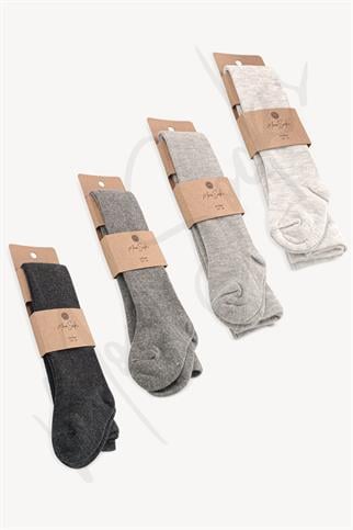 Mono Socks - 4lü Düz Çocuk Külotlu Çorap