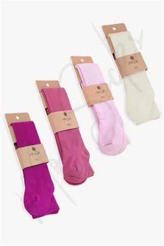 Mono Socks - 4lü Düz Çocuk Külotlu Çorap