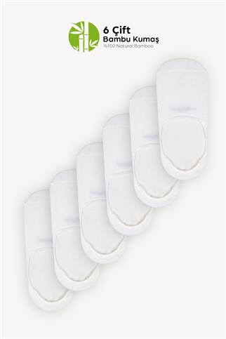 Mono Socks - 6lı Bambu Kaydırmaz Silikonlu Babet Çorap Beyaz