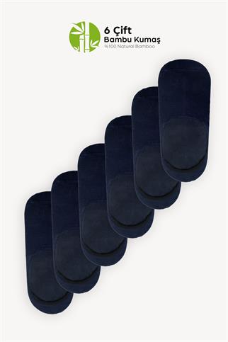Mono Socks - 6lı Bambu Kaydırmaz Silikonlu Babet Çorap Lacivert