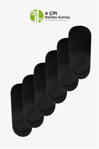 Mono Socks - 6lı Bambu Kaydırmaz Silikonlu Babet Çorap Siyah