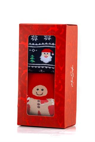 Mono Socks - 2li Kutulu Kalın Kışlık Kurabiye Hohoho Desenli Çorap