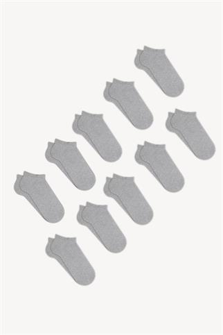 Mono Socks - 10lu Recycle Pamuk Patik Çorap - Gri