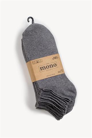 Mono Socks - 10lu Recycle Pamuk Patik Çorap - Antrasit